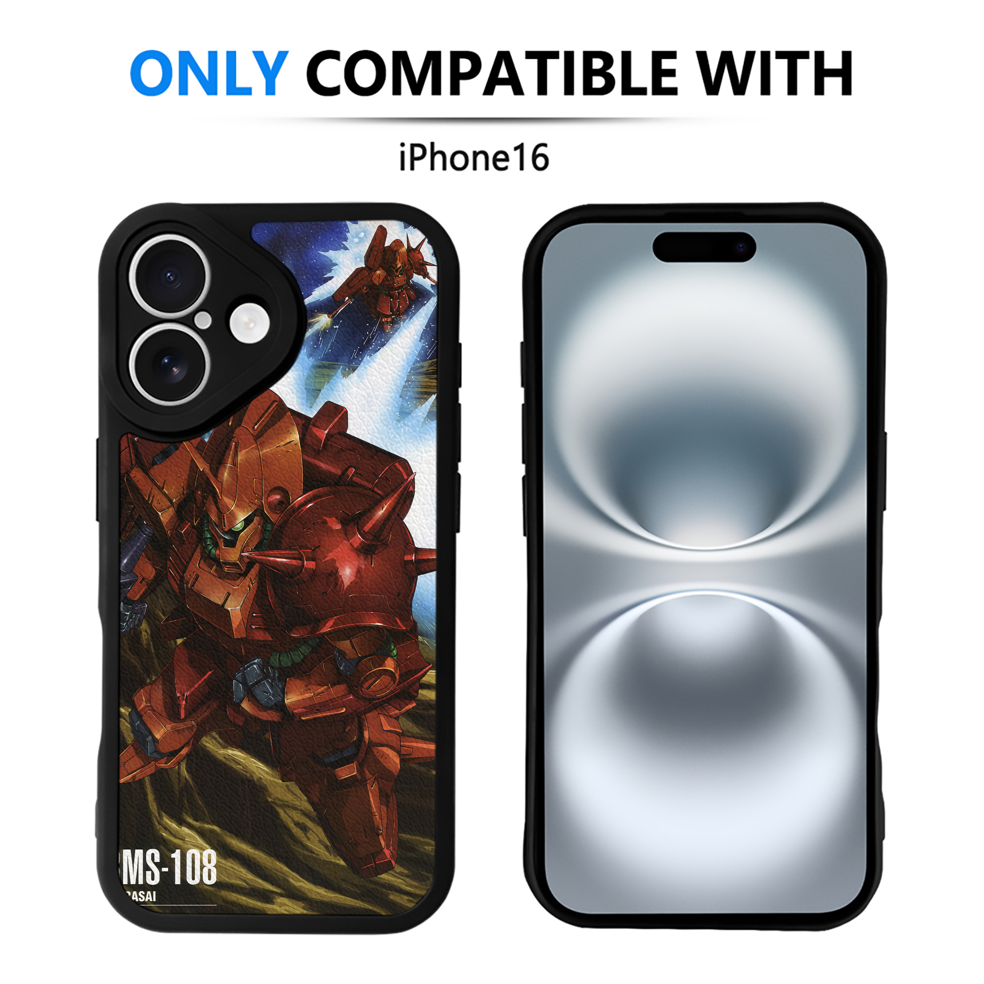 （画像用） 機動戦士ガンダム Mobile Suit Gundam 【iPhone 16シリーズ対応】シリコンスマホケース（レザー調） 材質：シリコン